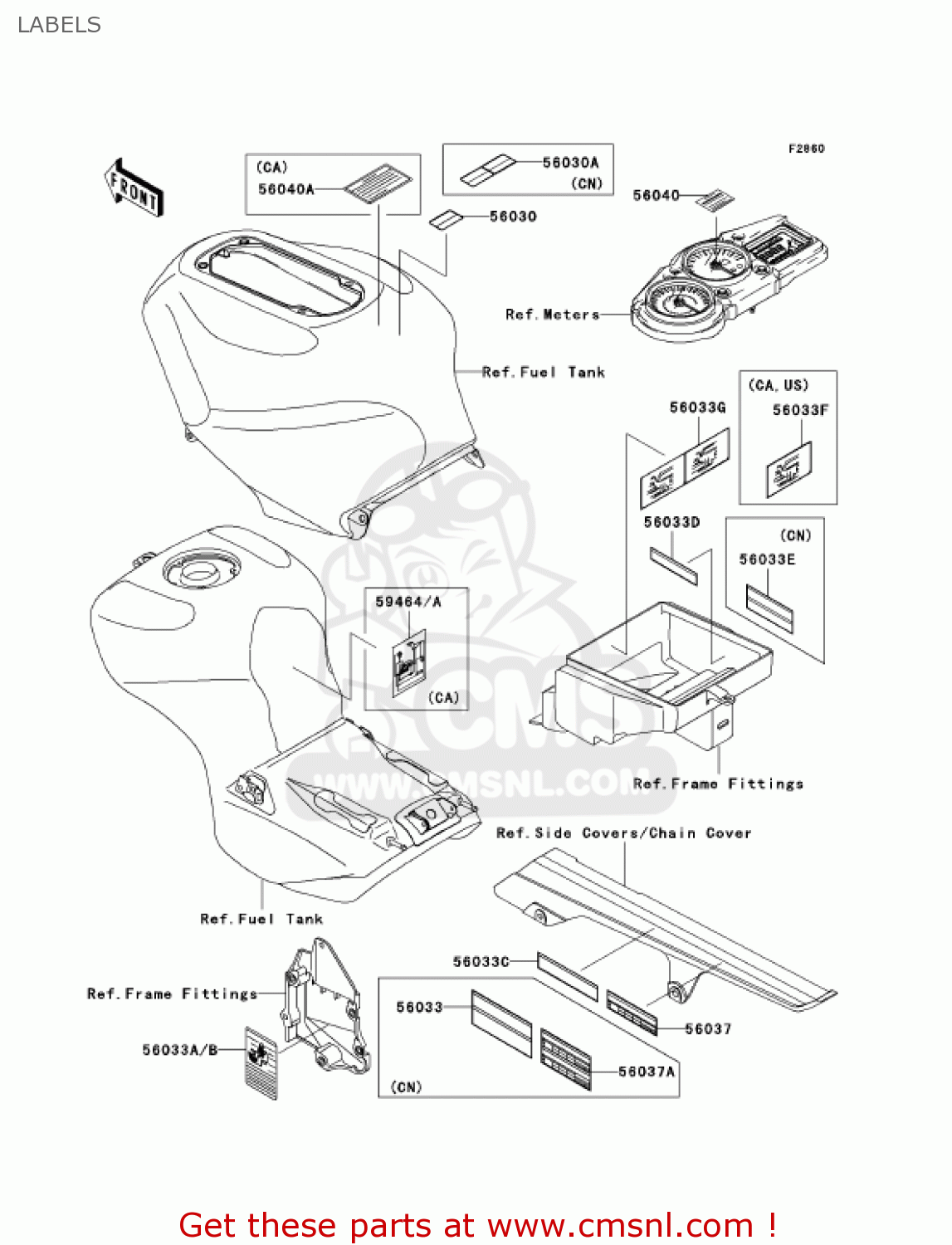LABELS ZX1200B2 ZX12R 2003 USA CALIFORNIA CANADA