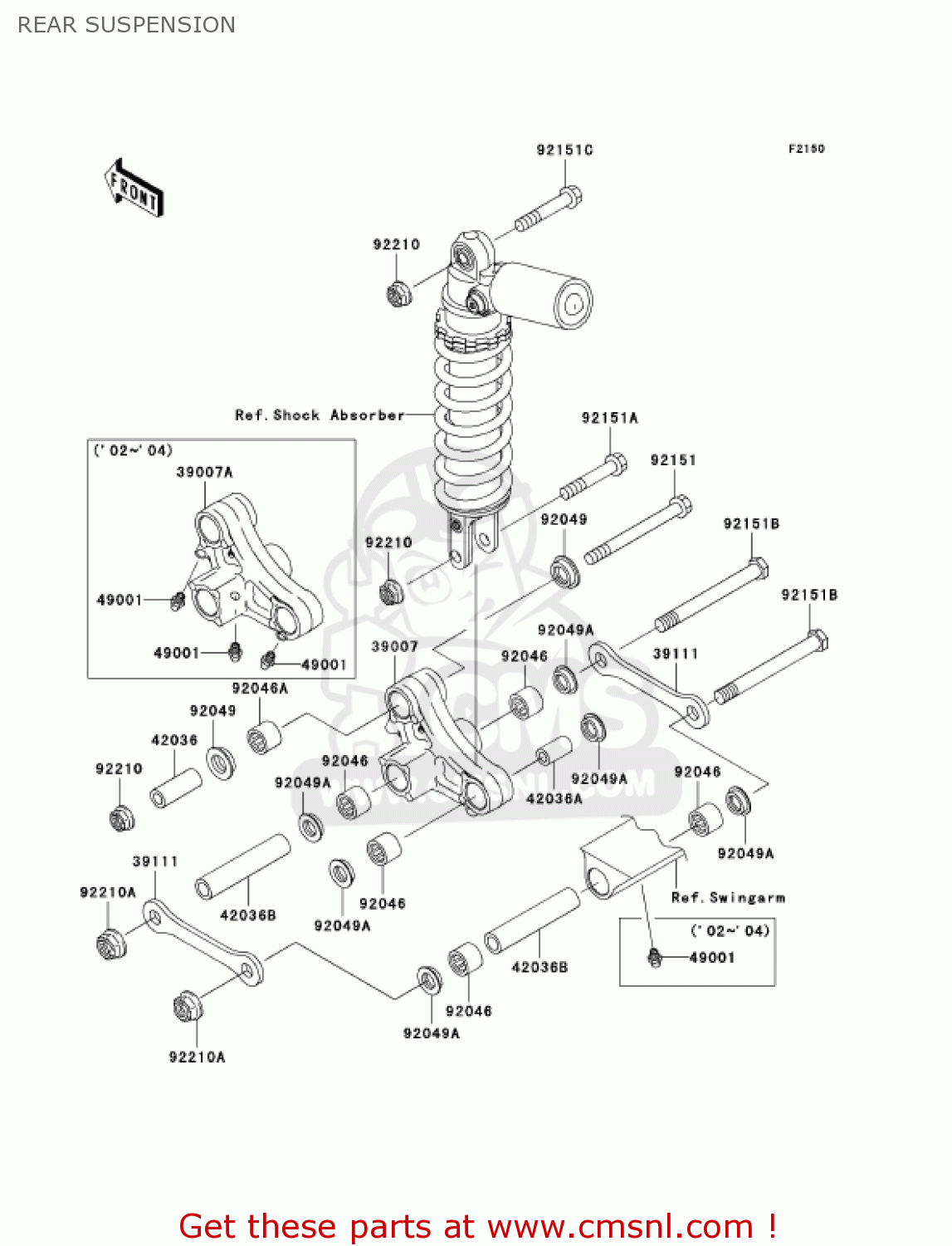 REAR SUSPENSION ZX1200B2 ZX12R 2003 USA CALIFORNIA CANADA