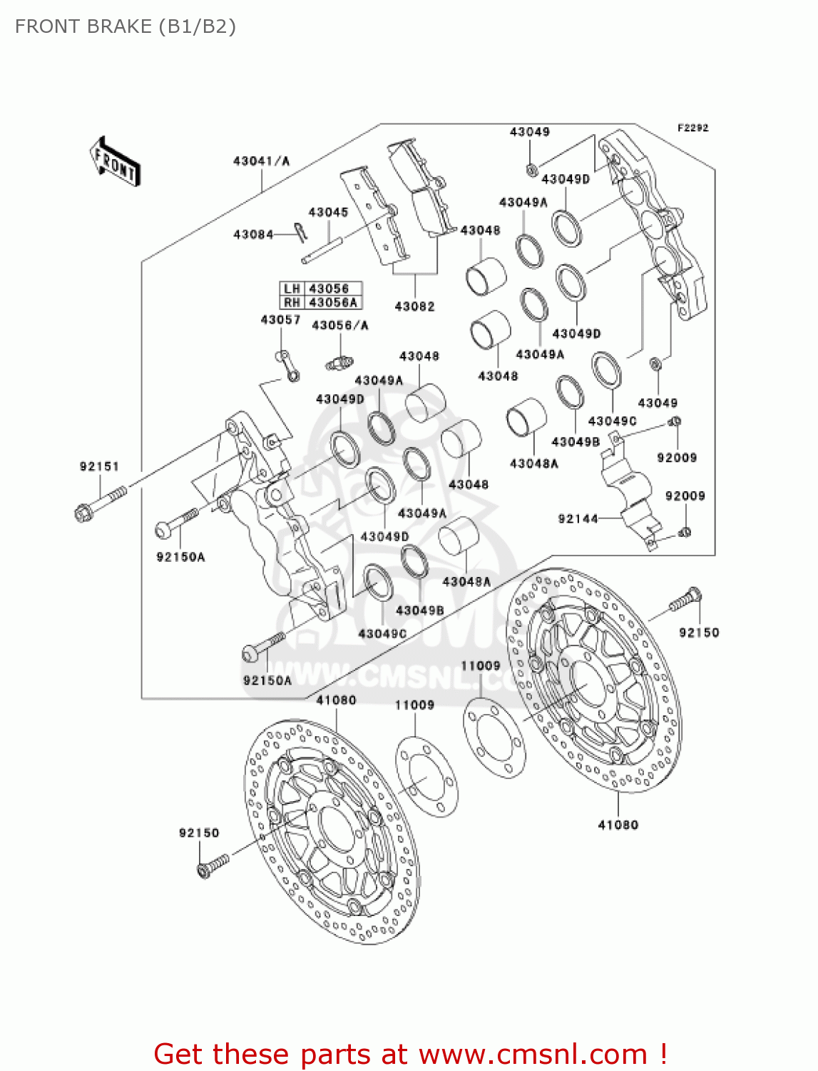 FRONT BRAKE (B1/B2) ZX1200B2 ZX12R 2003 USA CALIFORNIA CANADA
