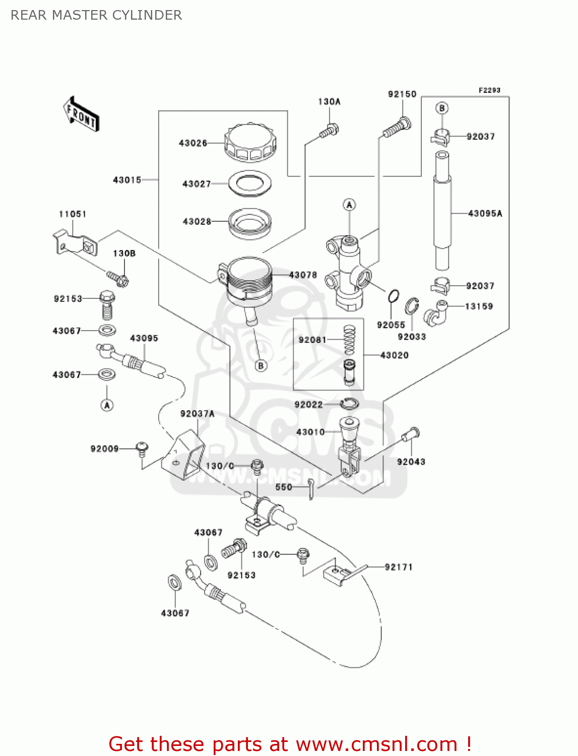 REAR MASTER CYLINDER ZX1200B2 ZX12R 2003 USA CALIFORNIA CANADA