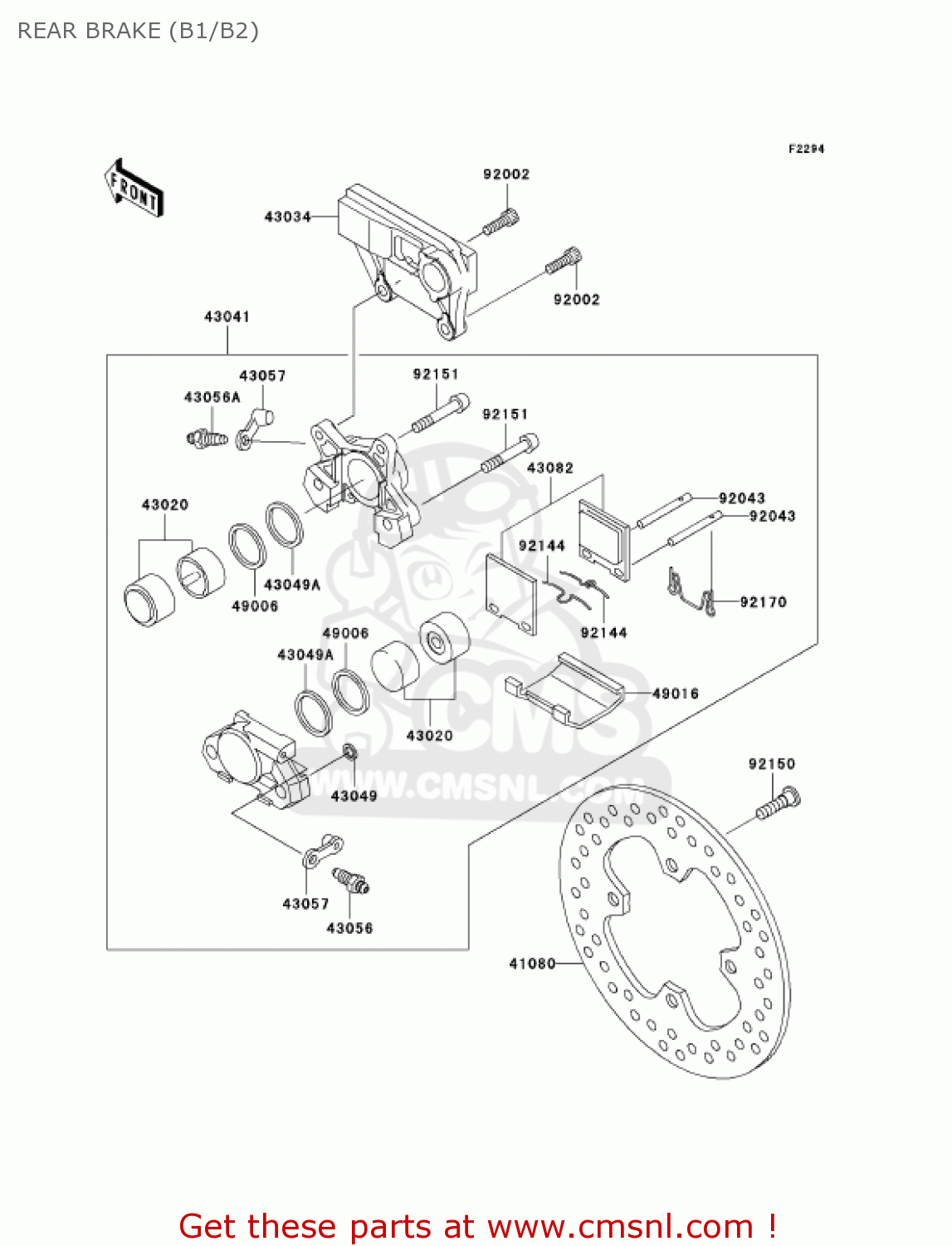 REAR BRAKE (B1/B2) ZX1200B2 ZX12R 2003 USA CALIFORNIA CANADA
