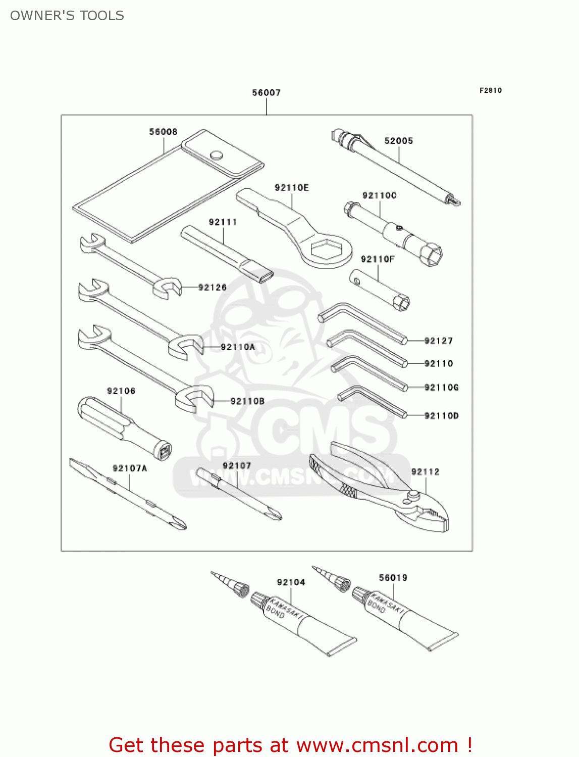 OWNER'S TOOLS ZX1200B2 ZX12R 2003 USA CALIFORNIA CANADA