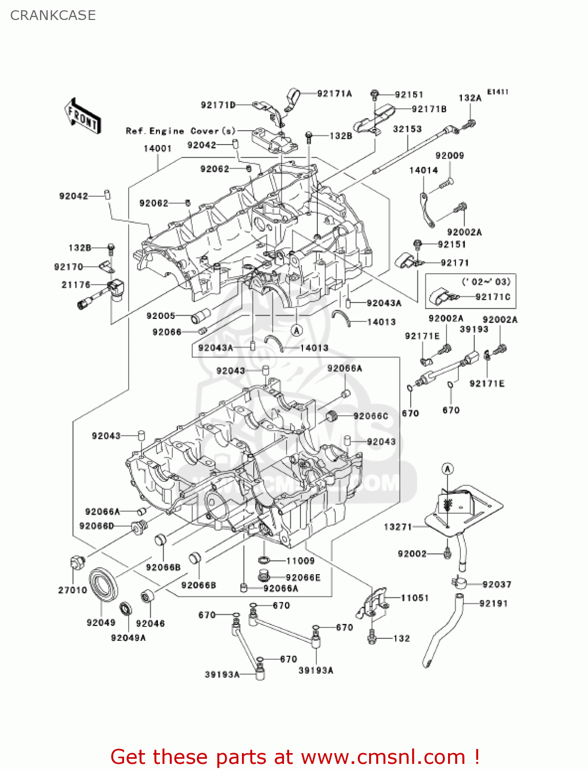 CRANKCASE ZX1200B2 ZX12R 2003 USA CALIFORNIA CANADA