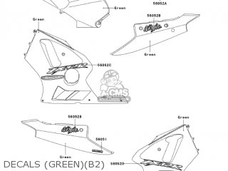 DECALS (GREEN)(B2) - ZX1200B2 ZX12R 2003 USA CALIFORNIA CANADA