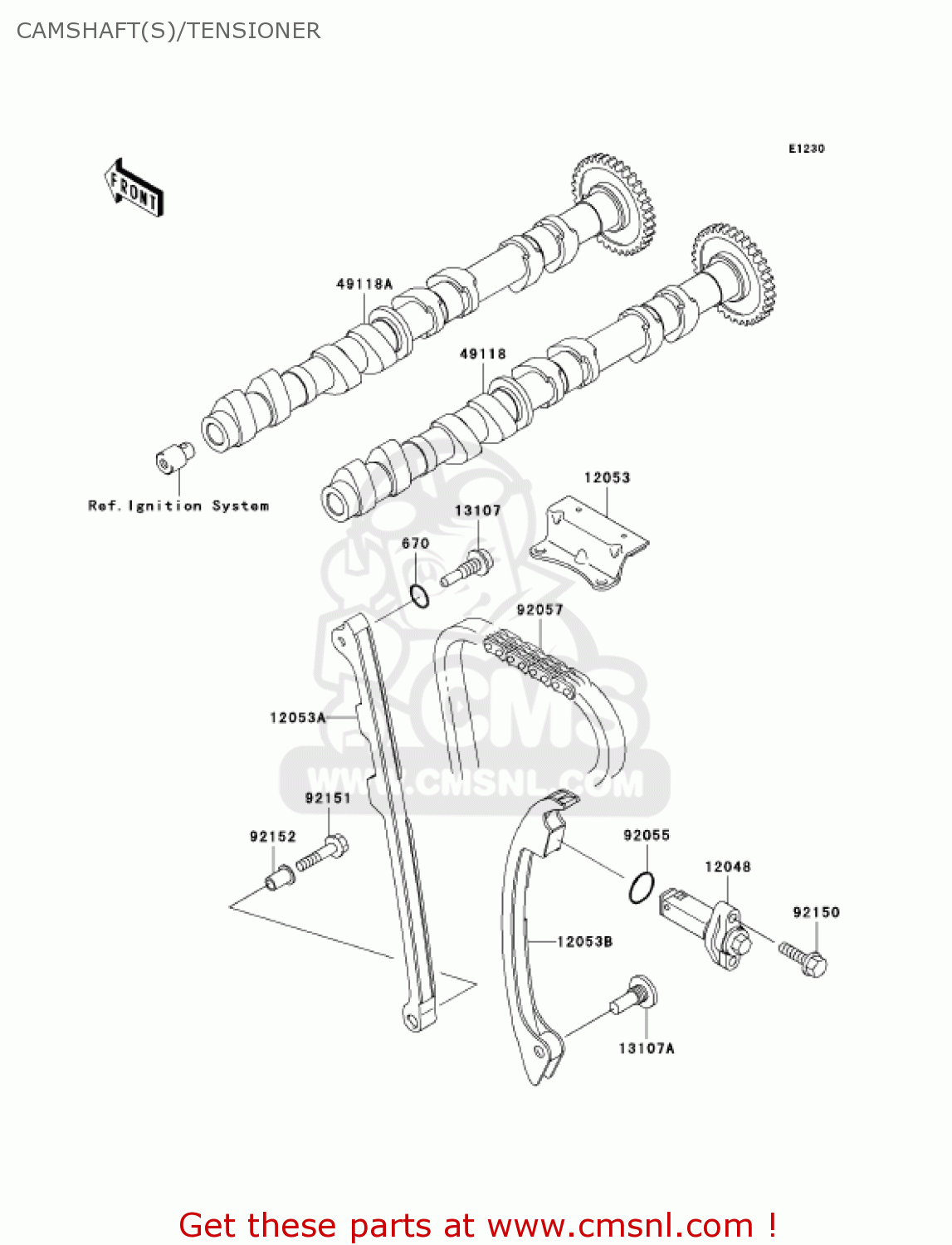 CAMSHAFT(S)/TENSIONER ZX1200B3 ZX12R 2004 USA CALIFORNIA CANADA