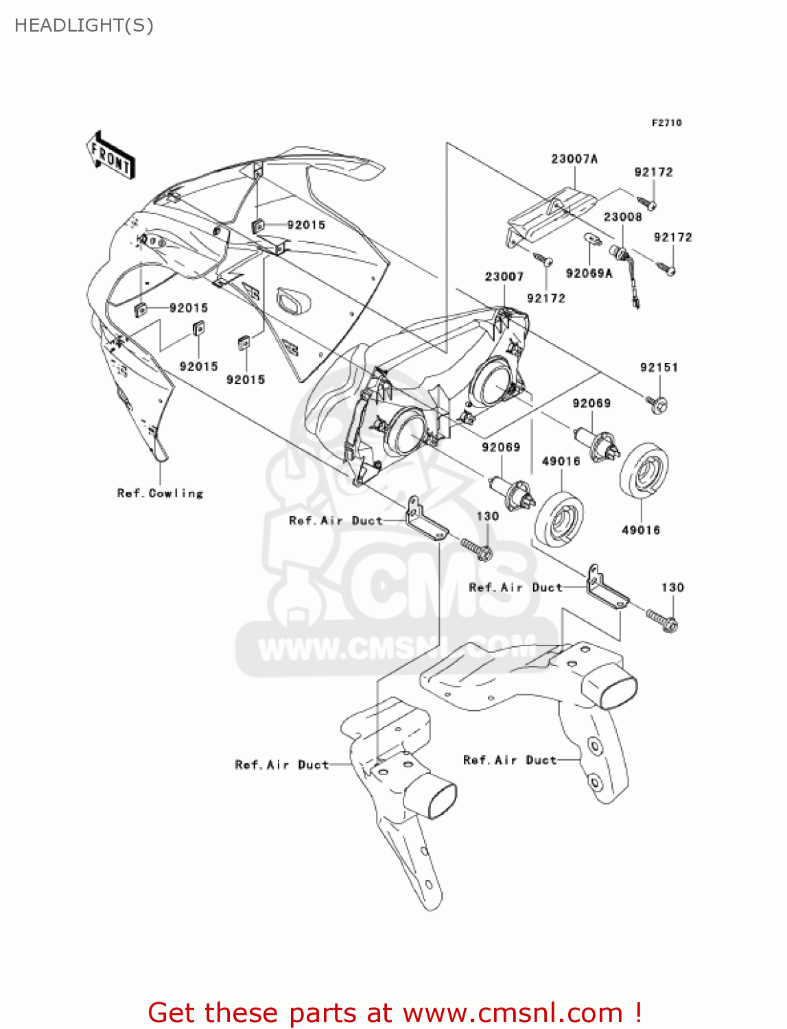 HEADLIGHT(S) ZX1200B3 ZX12R 2004 USA CALIFORNIA CANADA