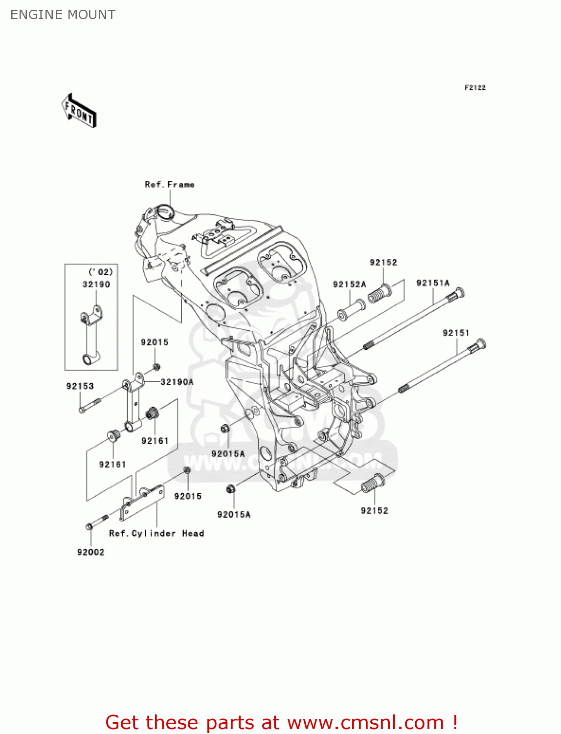 ENGINE MOUNT ZX1200B3 ZX12R 2004 USA CALIFORNIA CANADA