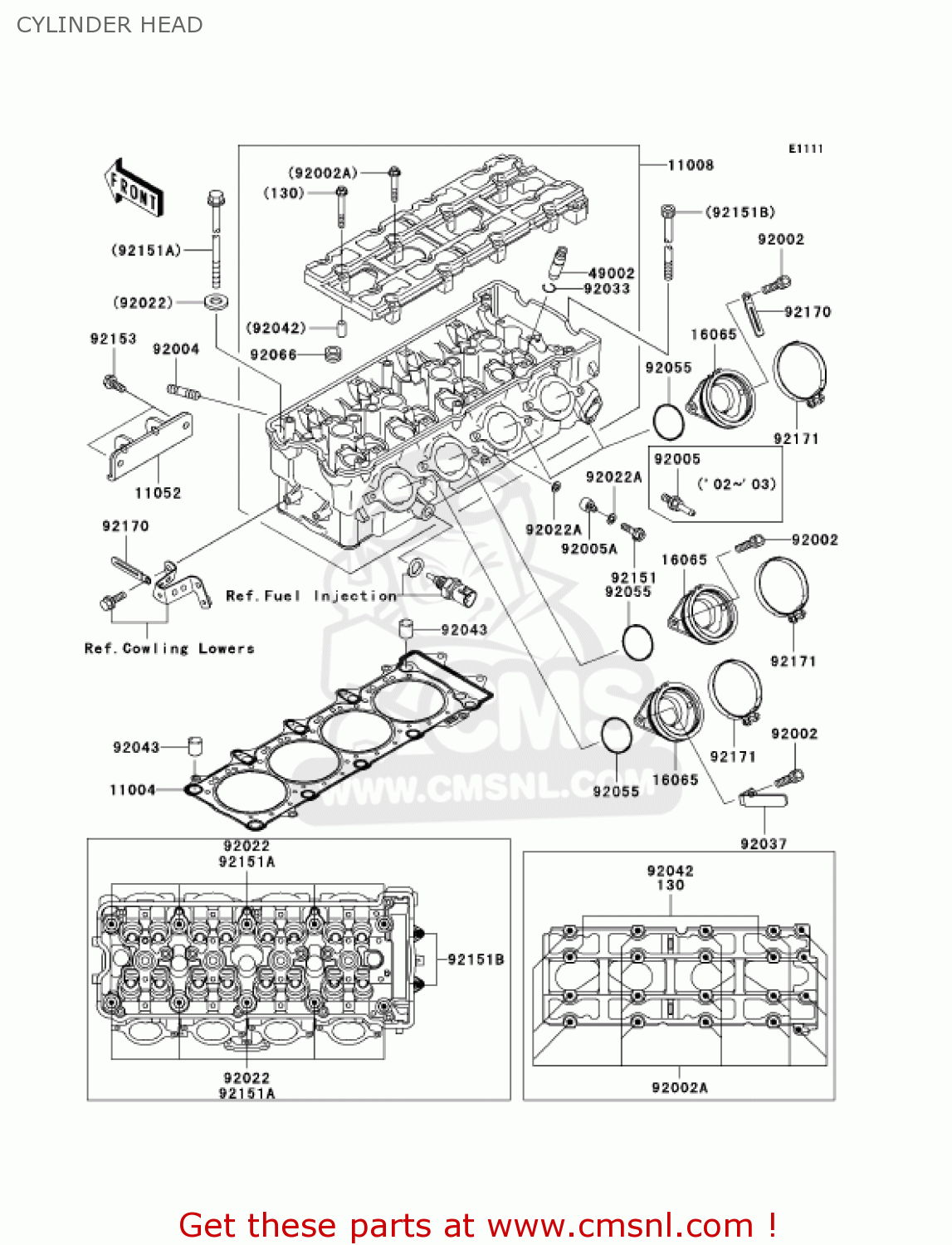CYLINDER HEAD ZX1200B3 ZX12R 2004 USA CALIFORNIA CANADA
