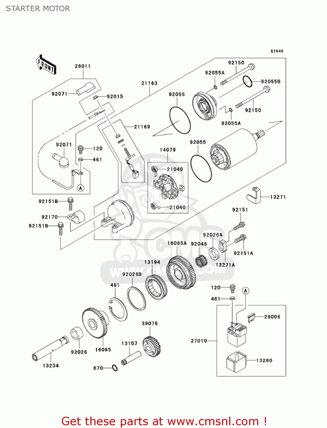 STARTER MOTOR ZX1200B3 ZX12R 2004 USA CALIFORNIA CANADA