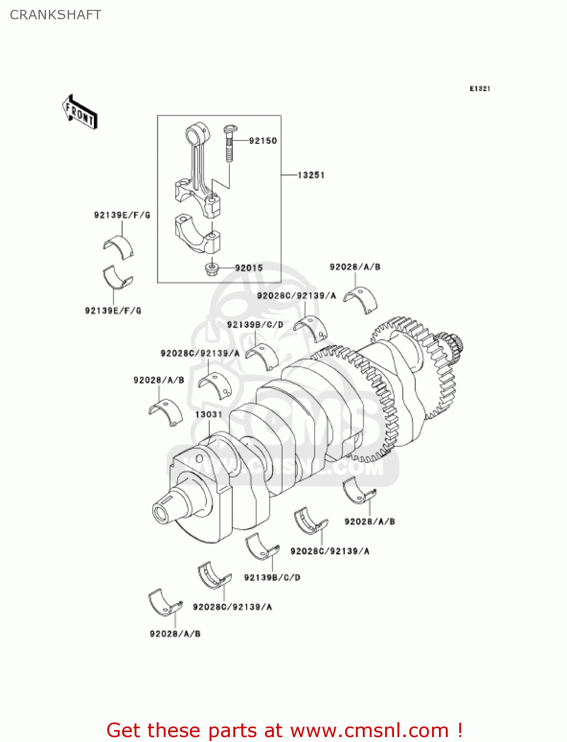 CRANKSHAFT ZX1200B3 ZX12R 2004 USA CALIFORNIA CANADA