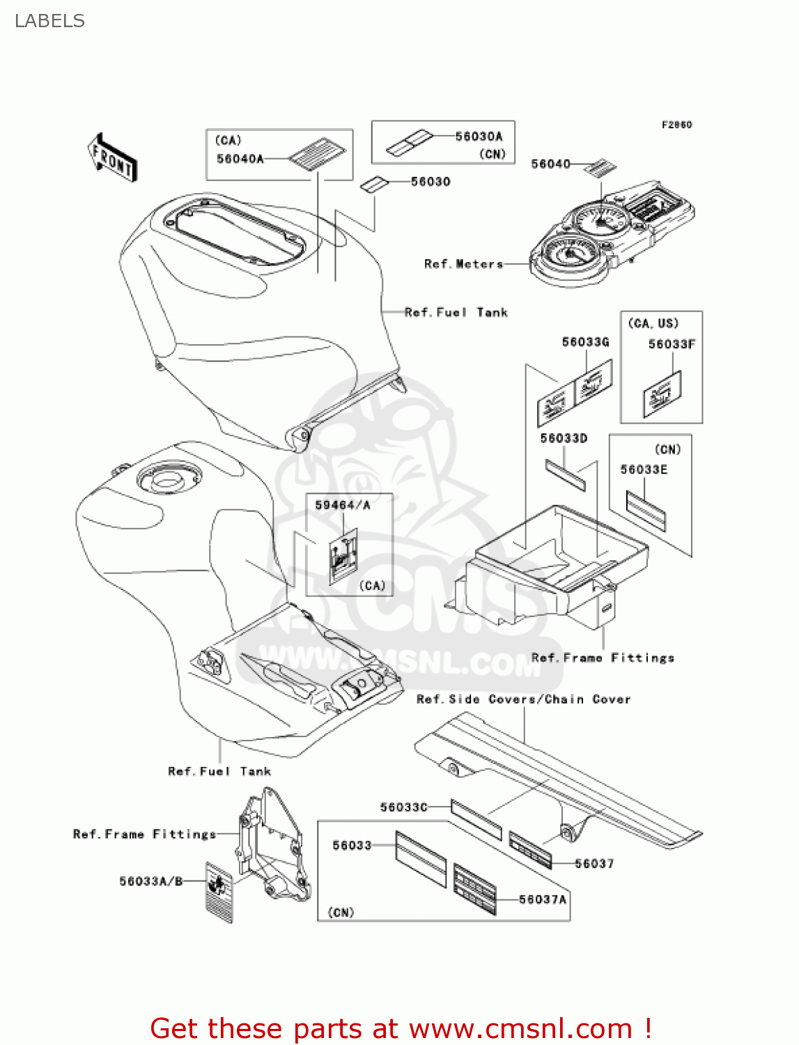 LABELS ZX1200B3 ZX12R 2004 USA CALIFORNIA CANADA