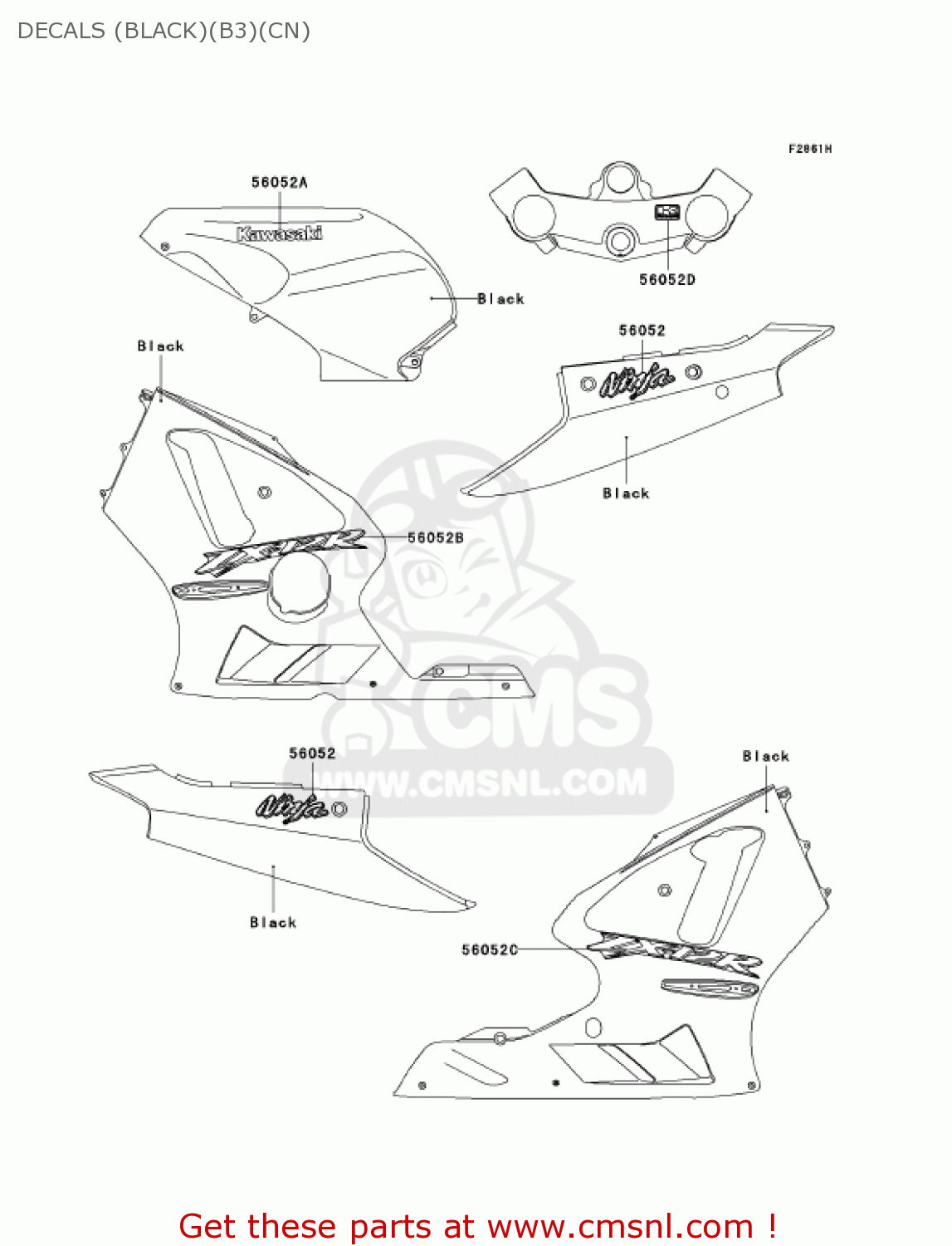 DECALS (BLACK)(B3)(CN) ZX1200B3 ZX12R 2004 USA CALIFORNIA CANADA