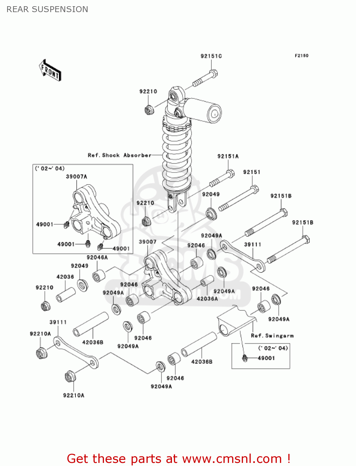 REAR SUSPENSION ZX1200B3 ZX12R 2004 USA CALIFORNIA CANADA