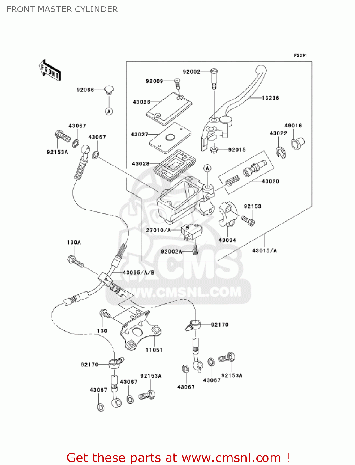 FRONT MASTER CYLINDER ZX1200B3 ZX12R 2004 USA CALIFORNIA CANADA