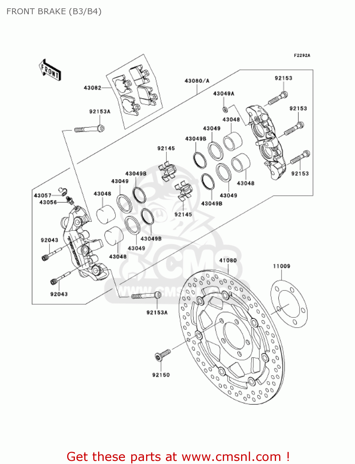 FRONT BRAKE (B3/B4) ZX1200B3 ZX12R 2004 USA CALIFORNIA CANADA