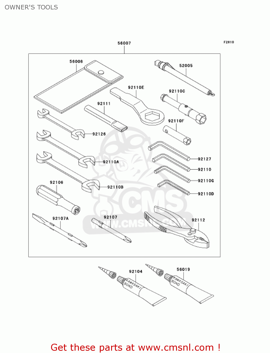 OWNER'S TOOLS ZX1200B3 ZX12R 2004 USA CALIFORNIA CANADA