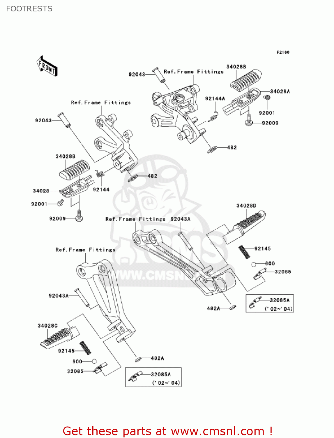 FOOTRESTS ZX1200B3 ZX12R 2004 USA CALIFORNIA CANADA