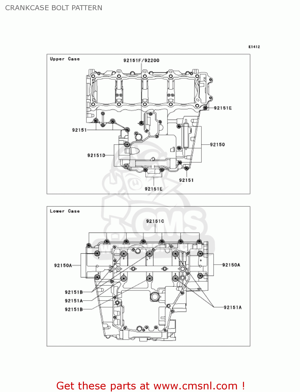 CRANKCASE BOLT PATTERN ZX1200B3 ZX12R 2004 USA CALIFORNIA CANADA