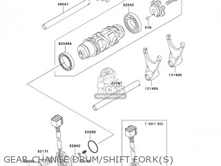 GEAR CHANGE DRUM/SHIFT FORK(S) - ZX1200B3 ZX12R 2004 USA CALIFORNIA CANADA