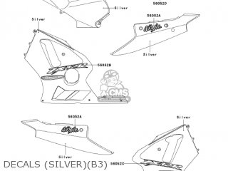 DECALS (SILVER)(B3) - ZX1200B3 ZX12R 2004 USA CALIFORNIA CANADA