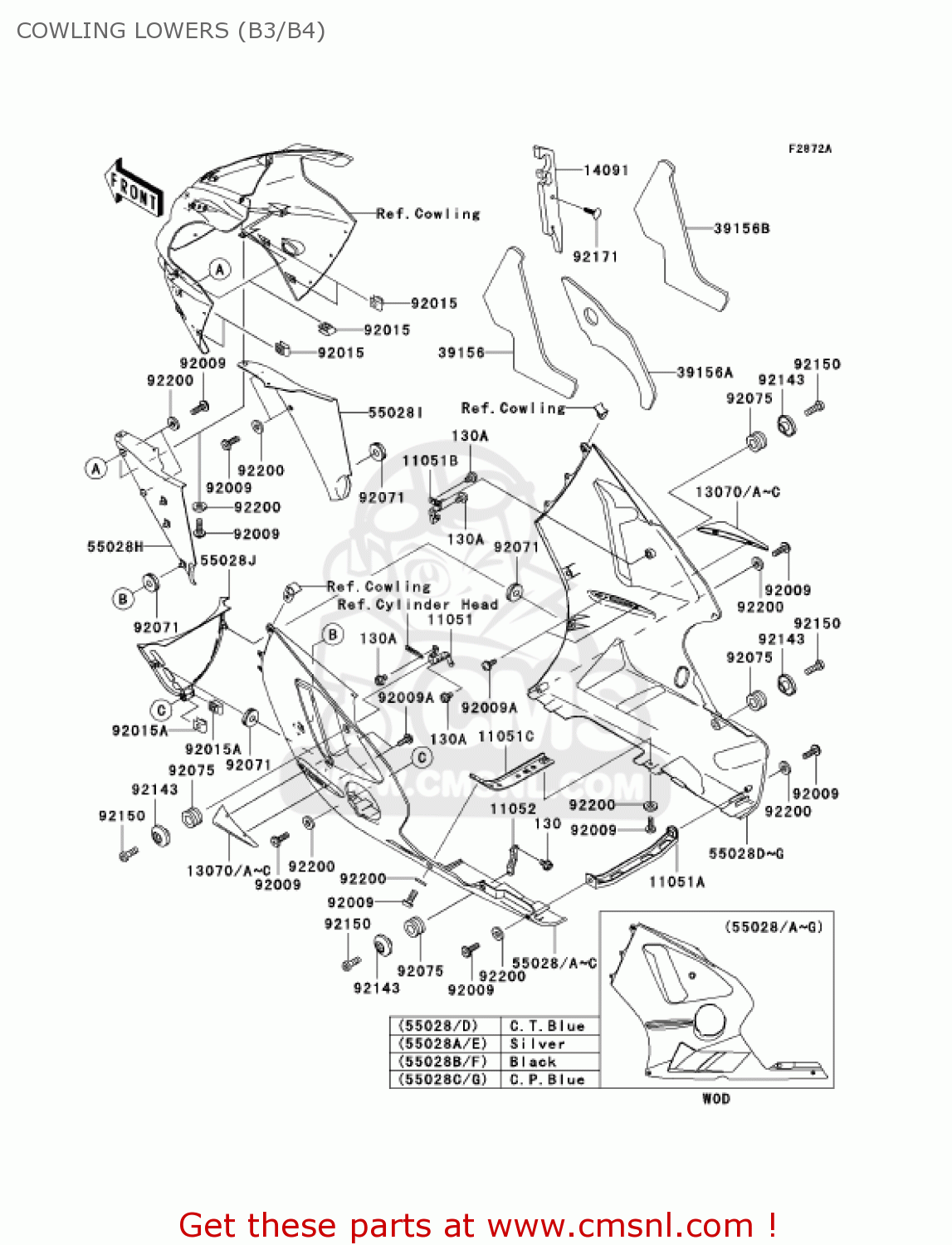 COWLING LOWERS (B3/B4) ZX1200B4 ZX12R 2005 USA CALIFORNIA CANADA