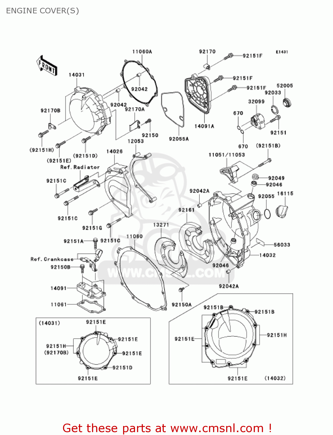 ENGINE COVER(S) ZX1200B4 ZX12R 2005 USA CALIFORNIA CANADA
