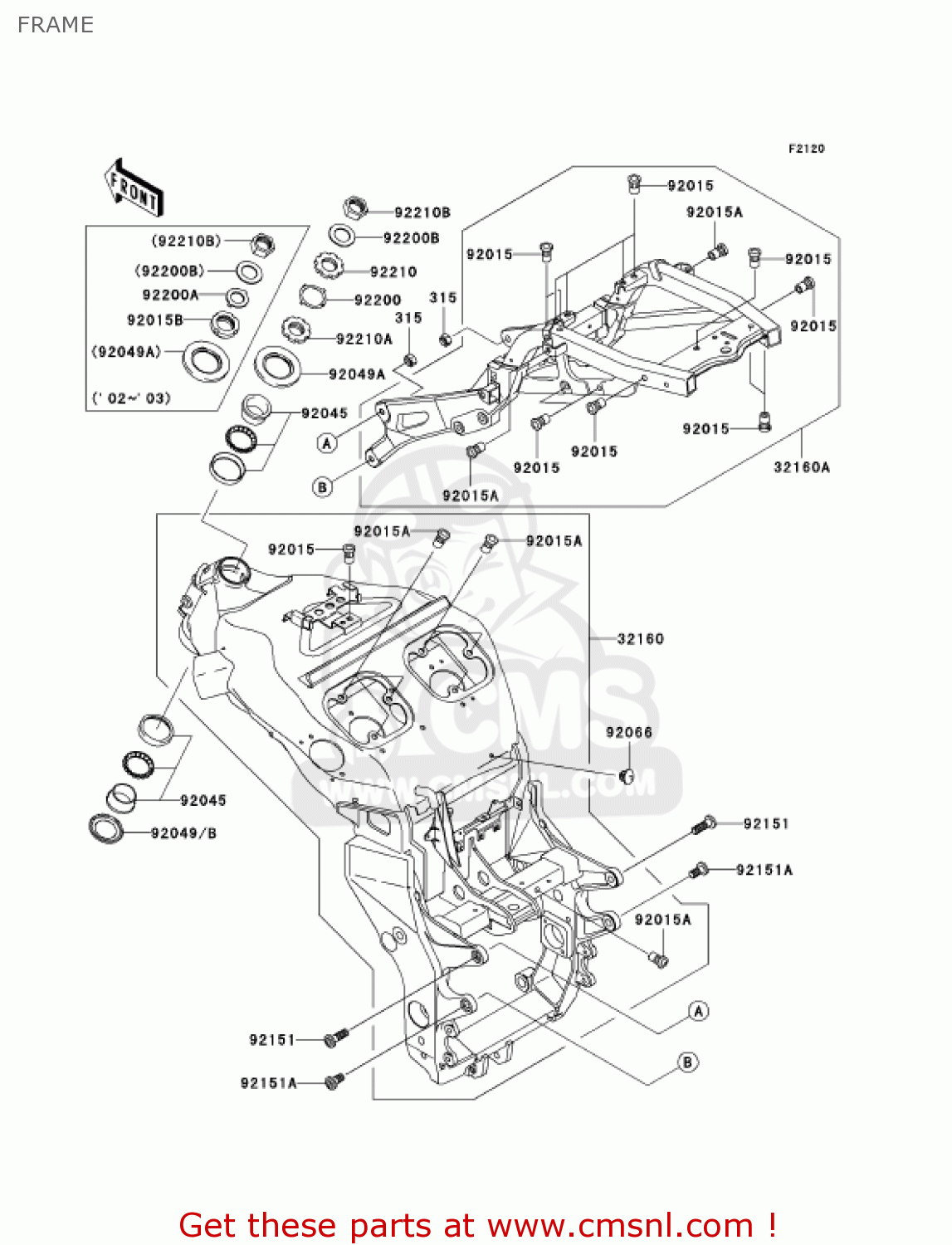 FRAME ZX1200B4 ZX12R 2005 USA CALIFORNIA CANADA