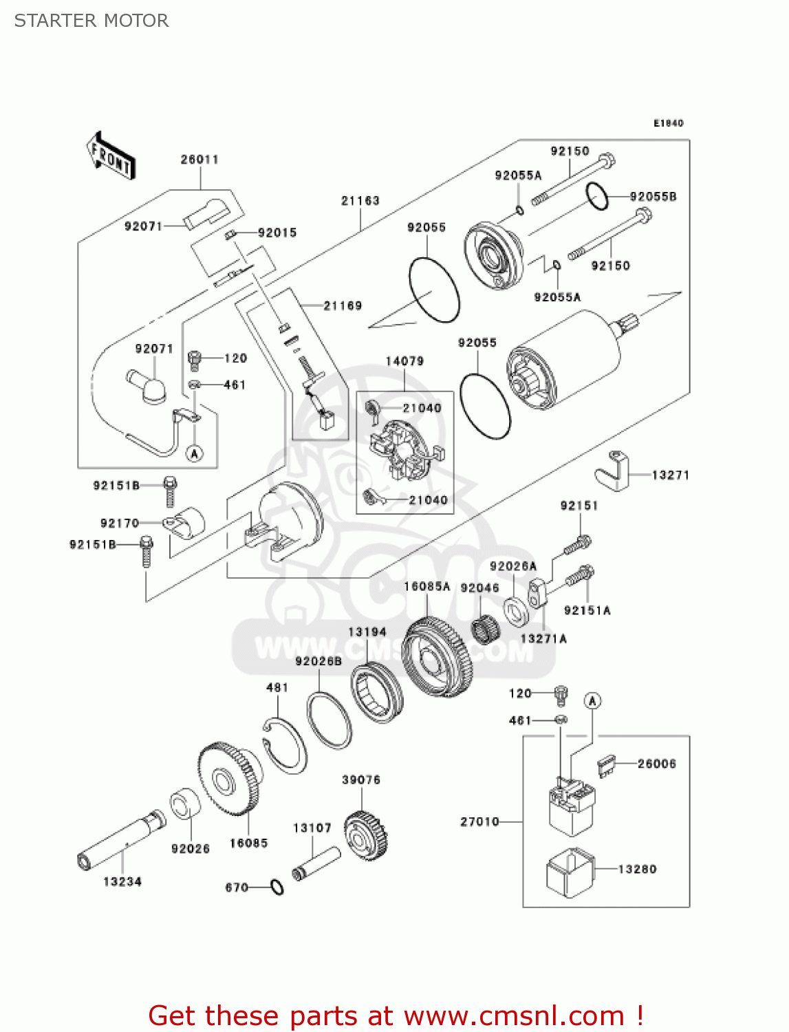 STARTER MOTOR ZX1200B4 ZX12R 2005 USA CALIFORNIA CANADA
