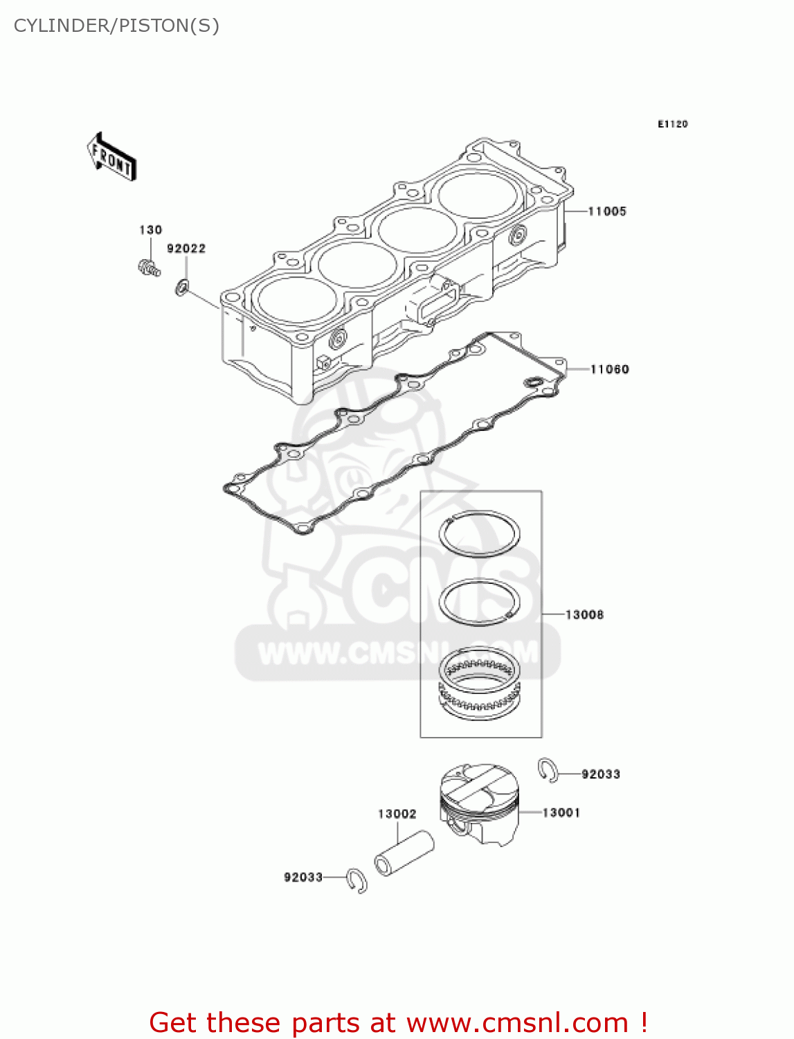 CYLINDER/PISTON(S) ZX1200B4 ZX12R 2005 USA CALIFORNIA CANADA