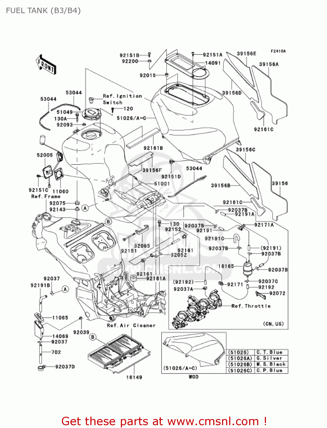 FUEL TANK (B3/B4) ZX1200B4 ZX12R 2005 USA CALIFORNIA CANADA