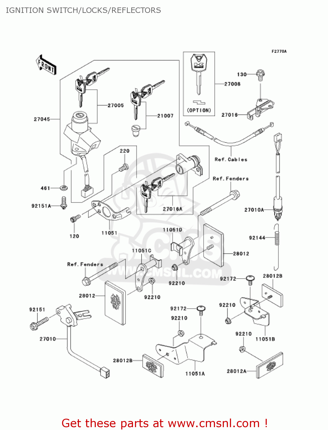 IGNITION SWITCH/LOCKS/REFLECTORS ZX1200B4 ZX12R 2005 USA CALIFORNIA CANADA