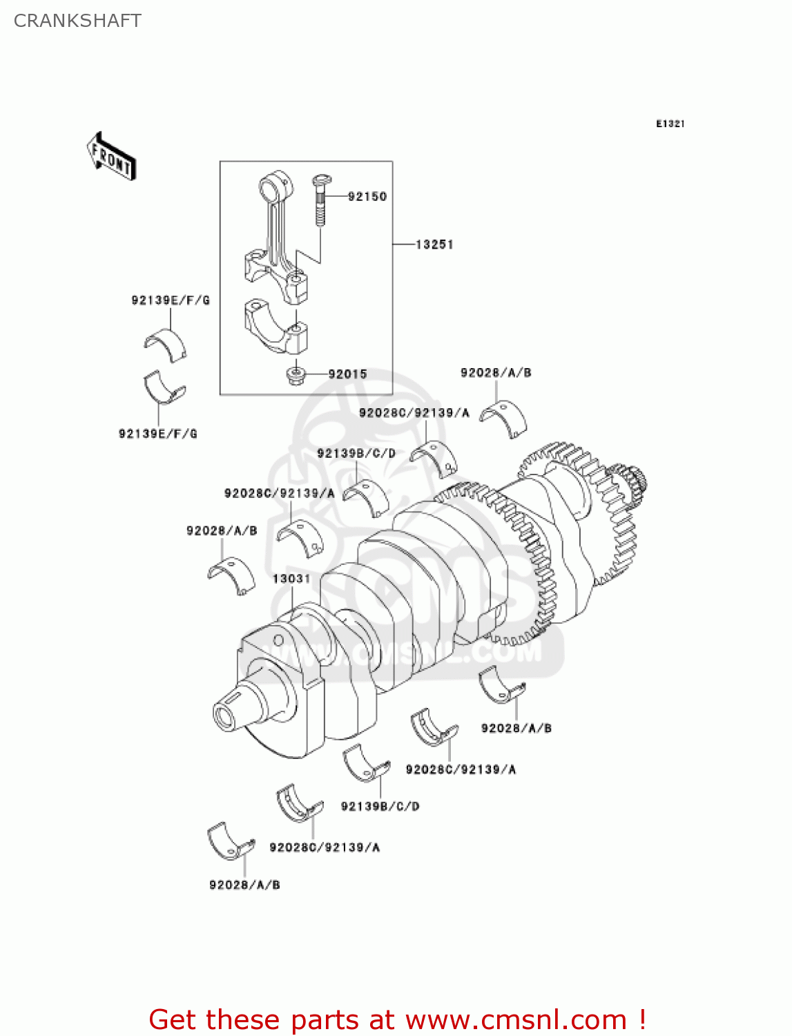 CRANKSHAFT ZX1200B4 ZX12R 2005 USA CALIFORNIA CANADA