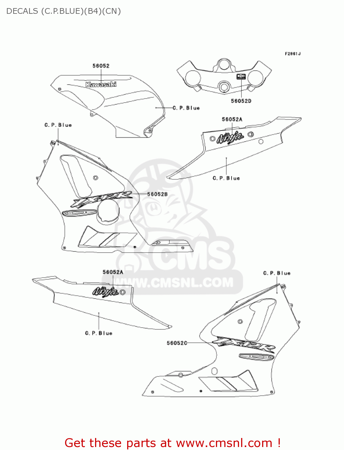 DECALS (C.P.BLUE)(B4)(CN) ZX1200B4 ZX12R 2005 USA CALIFORNIA CANADA