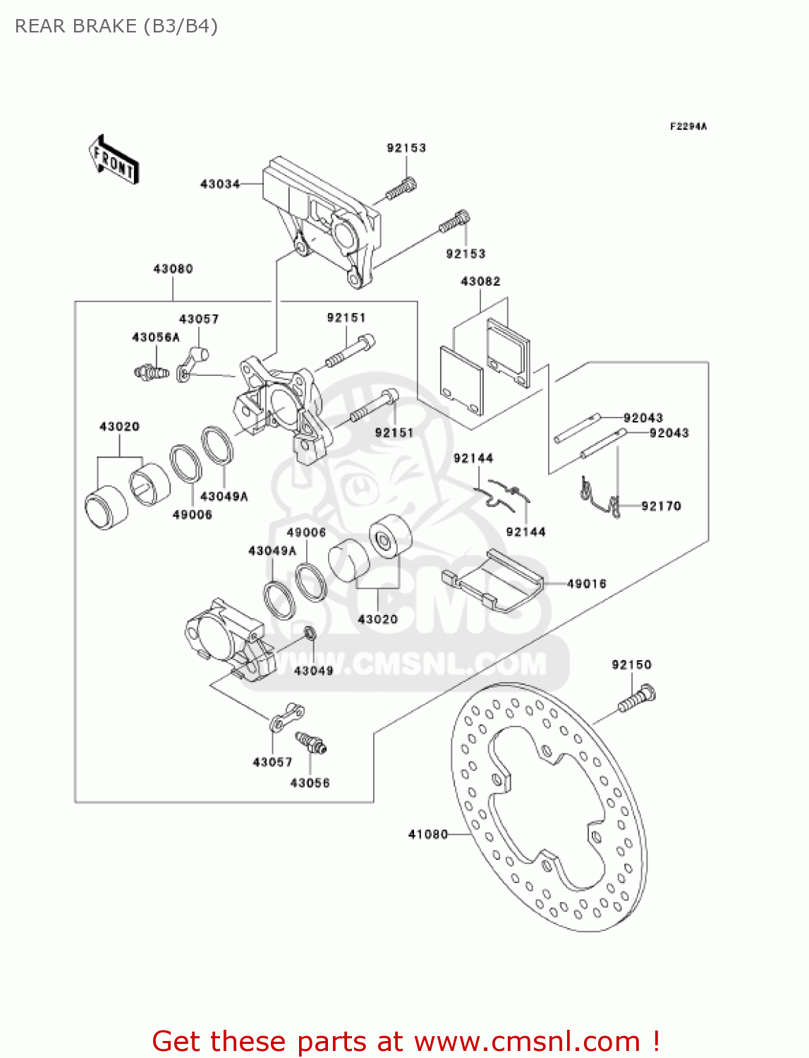 REAR BRAKE (B3/B4) ZX1200B4 ZX12R 2005 USA CALIFORNIA CANADA
