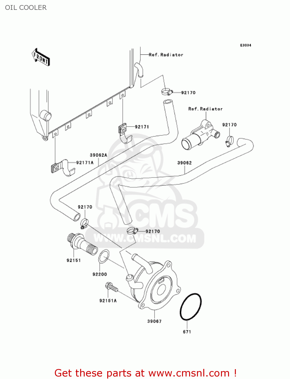 OIL COOLER ZX1200B4 ZX12R 2005 USA CALIFORNIA CANADA