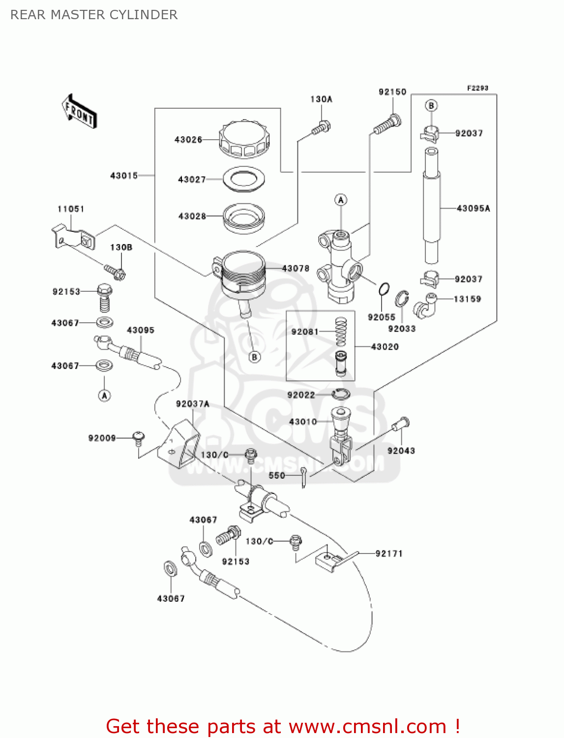 REAR MASTER CYLINDER ZX1200B4 ZX12R 2005 USA CALIFORNIA CANADA