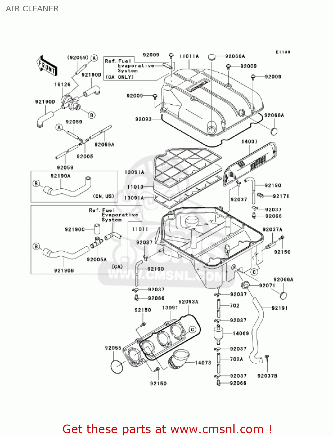 AIR CLEANER ZX1200C1 ZZR1200 2002 USA CALIFORNIA CANADA