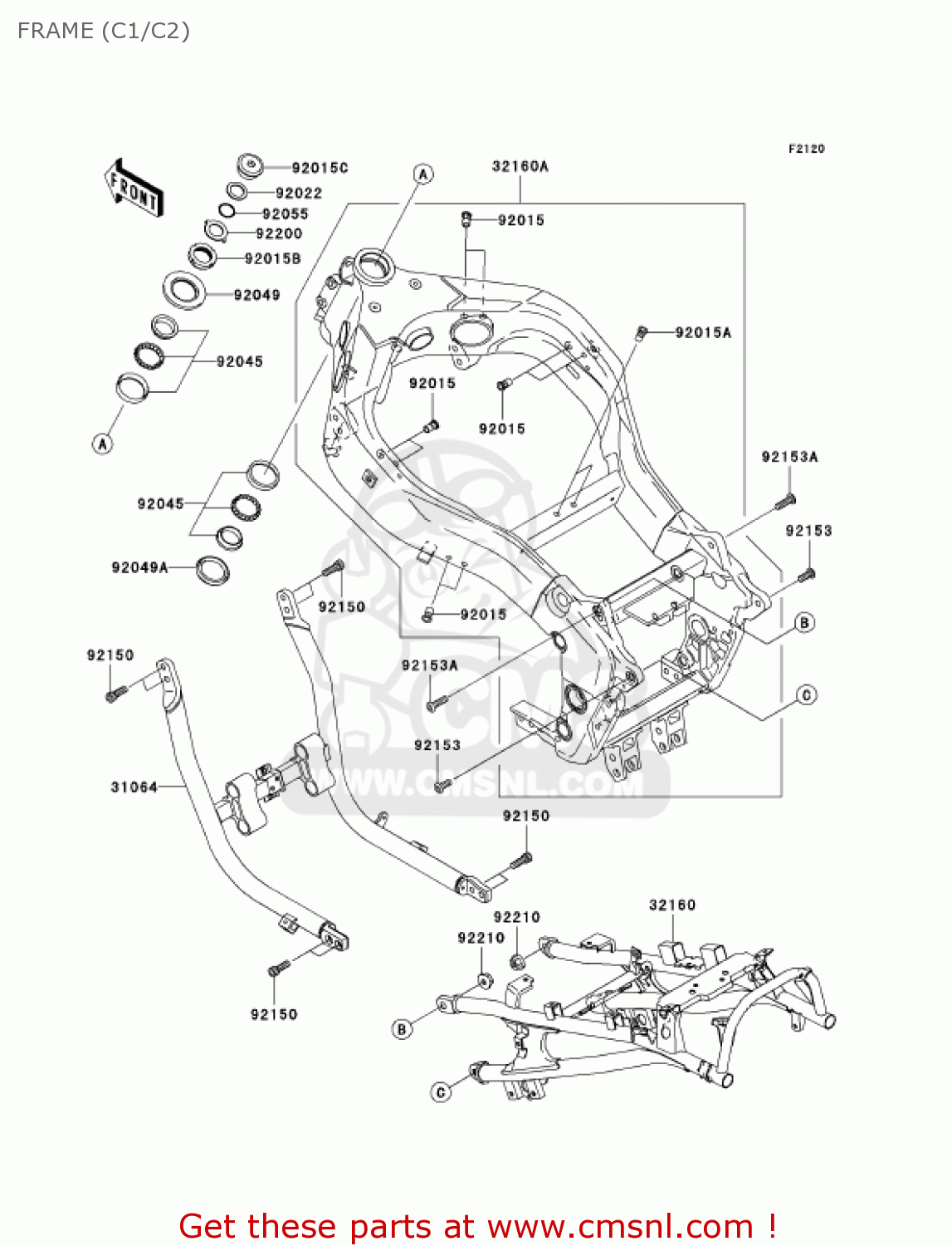 FRAME (C1/C2) ZX1200C1 ZZR1200 2002 USA CALIFORNIA CANADA