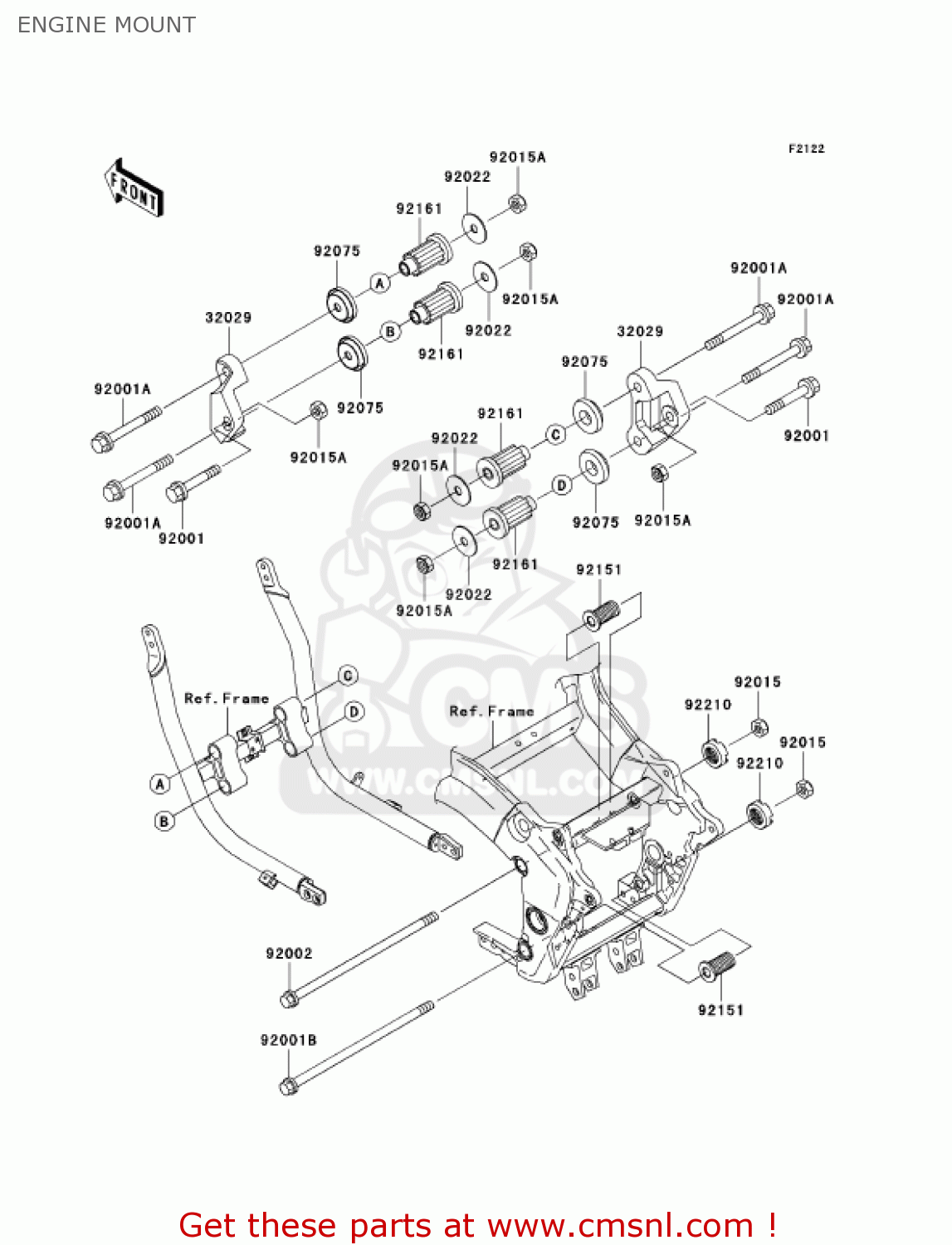 ENGINE MOUNT ZX1200C1 ZZR1200 2002 USA CALIFORNIA CANADA