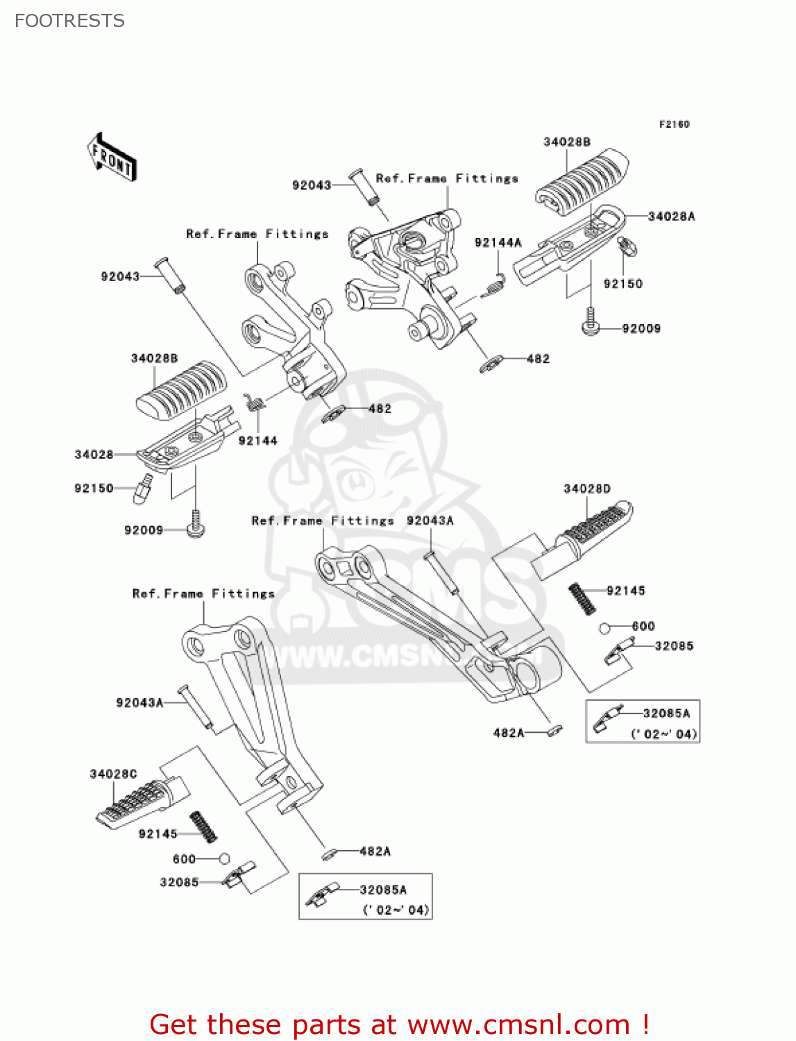 FOOTRESTS ZX1200C1 ZZR1200 2002 USA CALIFORNIA CANADA