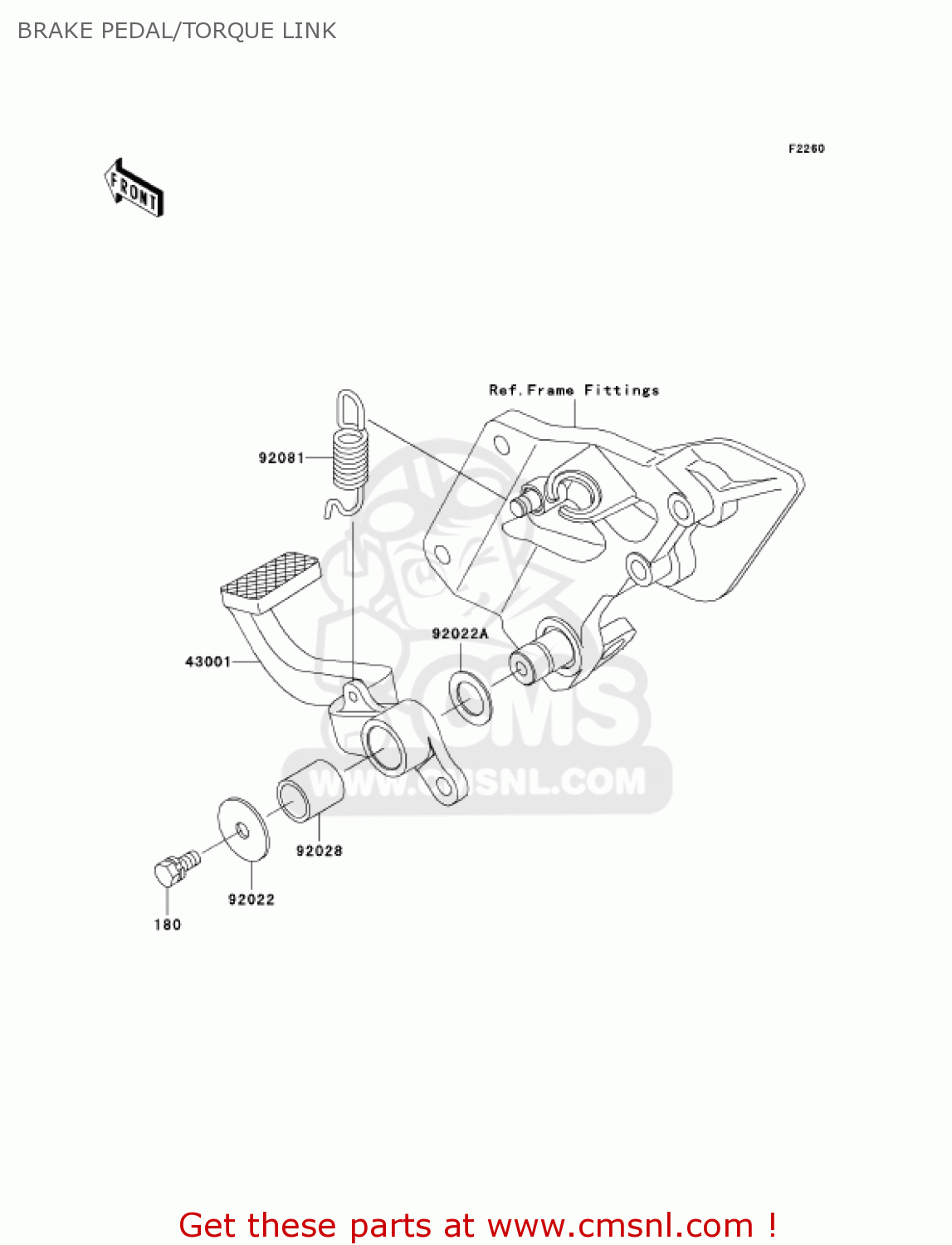 BRAKE PEDAL/TORQUE LINK ZX1200C1 ZZR1200 2002 USA CALIFORNIA CANADA