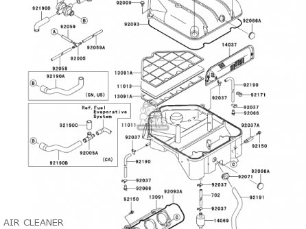 AIR CLEANER - ZX1200C1 ZZR1200 2002 USA CALIFORNIA CANADA