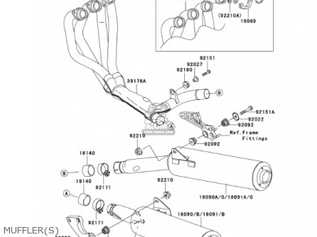 MUFFLER(S) - ZX1200C1 ZZR1200 2002 USA CALIFORNIA CANADA
