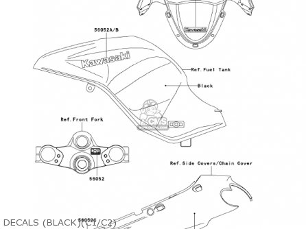 DECALS (BLACK)(C1/C2) - ZX1200C1 ZZR1200 2002 USA CALIFORNIA CANADA