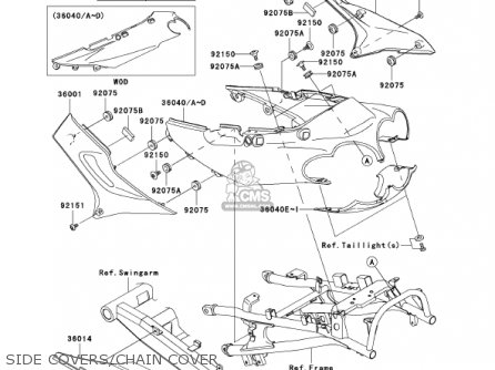 SIDE COVERS/CHAIN COVER - ZX1200C1 ZZR1200 2002 USA CALIFORNIA CANADA