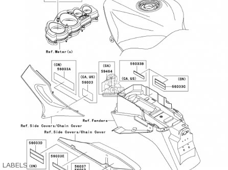 LABELS - ZX1200C1 ZZR1200 2002 USA CALIFORNIA CANADA