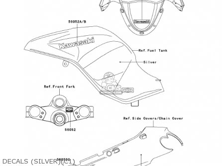DECALS (SILVER)(C1) - ZX1200C1 ZZR1200 2002 USA CALIFORNIA CANADA
