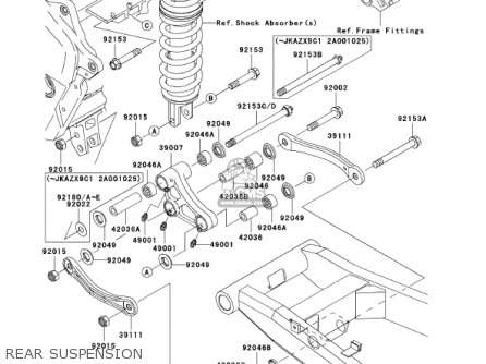REAR SUSPENSION - ZX1200C1 ZZR1200 2002 USA CALIFORNIA CANADA