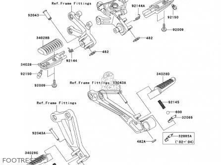 FOOTRESTS - ZX1200C1 ZZR1200 2002 USA CALIFORNIA CANADA