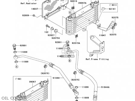 OIL COOLER - ZX1200C1 ZZR1200 2002 USA CALIFORNIA CANADA
